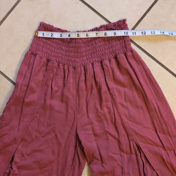 Rewash Wide Leg  Smocked Waist Pants with leg slits dusky pink size L - Picture 8 of 13